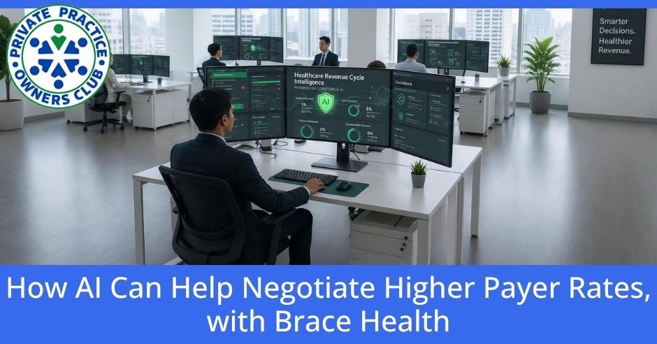 Private Practice Owners Club episode artwork: How AI Can Help Negotiate Higher Payer Rates, with Brace Health